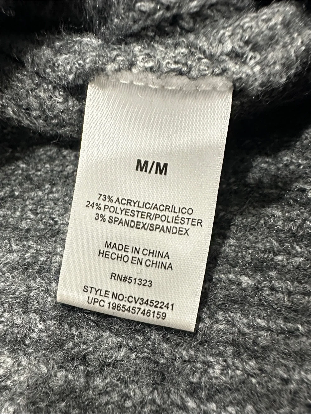 Women’s Charcoal Gray Half-Zip Ribbed Sweater, Size M